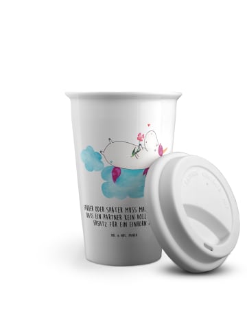 Mr. & Mrs. Panda Kaffeebecher To Go Einhorn Verliebt mit Spruch in Weiß