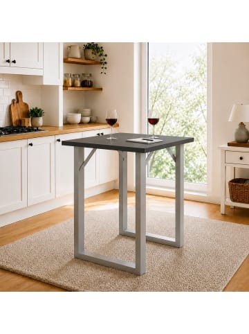 VCM  Holz Bartisch Stehtisch Tisch Tresen Xona 80x80 cm in Silber / Anthrazit