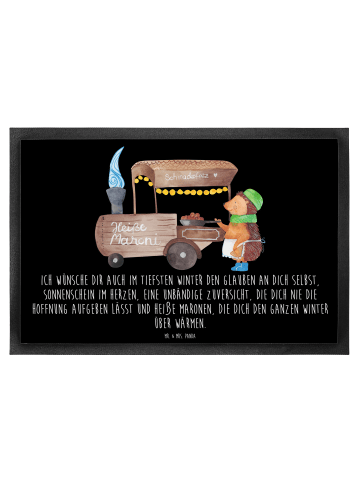 Mr. & Mrs. Panda Schmutzmatte Igel Maronen mit Spruch in Schwarz