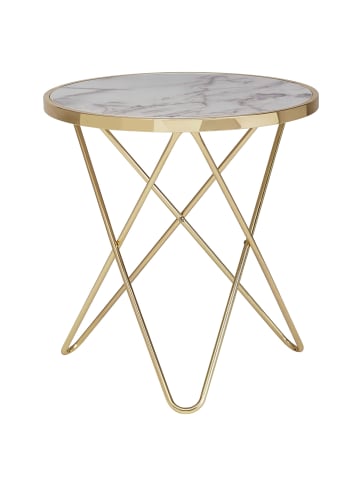 KADIMA DESIGN Beistelltisch in Marmoroptik, goldener Tischgestell, moderne Akzente, Ø 55 cm