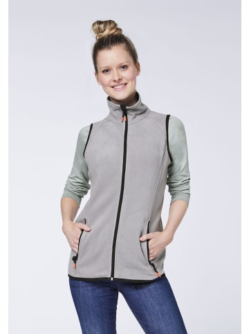 Gardena Fleece-Weste im dezenten Logo-Look in Grau