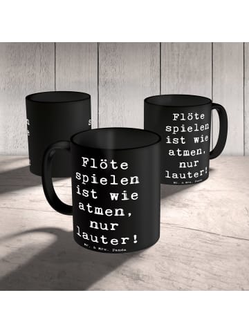 Mr. & Mrs. Panda Keramiktasse Spruch Flöte Atem mit Spruch in Schwarz