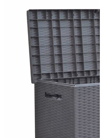 dynamic24 Auflagenbox Rattan Optik 349L Gartenbox Gartentruhe Auflagen Garten Box Truhe in Grau