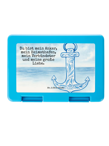 Mr. & Mrs. Panda Brotdose Anker Blau Design mit Spruch in Weiß