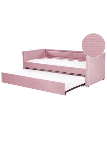 Beliani Tagesbett MIMIZAN in Rosa - (W) 91 x (H) 76 x (L) 216 cm