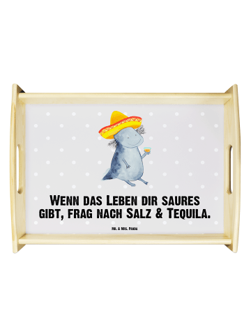 Mr. & Mrs. Panda Serviertablett Axolotl Tequila mit Spruch in Grau Pastell
