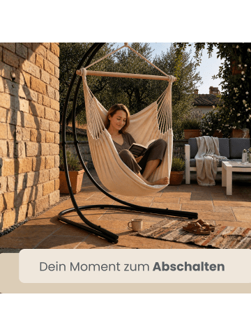 AMANKA XXL Hängestuhlgestell + Hängesessel Key West in Beige