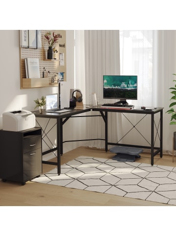 HOMCOM Eckschreibtisch-L150 x B150 x H76 cm-Schwarz