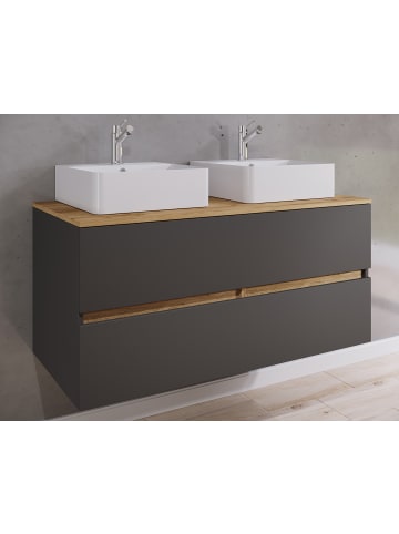 VCM  3 tlg. Badmöbel-Set mit Waschbecken Cosila-A 111cm in Anthrazit / Honig-Eiche