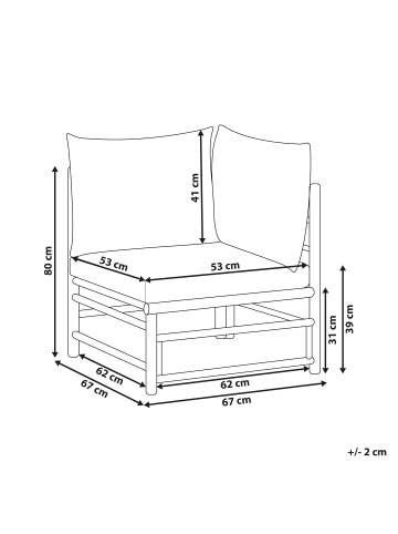 Beliani Gartenstuhl CERRETO in Weiß/Braun - (W) 67 x (H) 80 x (L) 67 cm