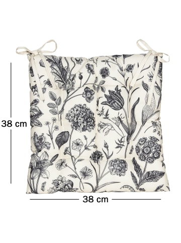 JACK Outdoor Motiv Stuhlkissen Sitzkissen 38x38cm Wasserfest in Vintage Flowers Blau
