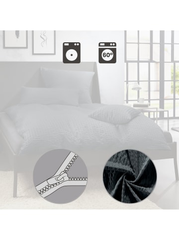 REDBEST Microfaser-Seersucker, Microfaser Bettwäsche Detroit in anthrazit