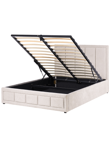 Beliani Doppelbett QUIBERON in Beige - (W) 148 x (H) 104 x (L) 215 cm