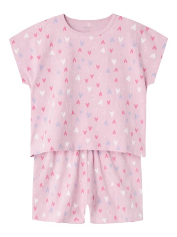 name it Shorty Pyjama CAP PINK HEARTS in pink lavender