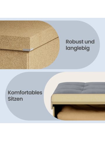SONGMICS Sitztruhe Island in Grau - (B)76 x (H)38 x (T)38 cm