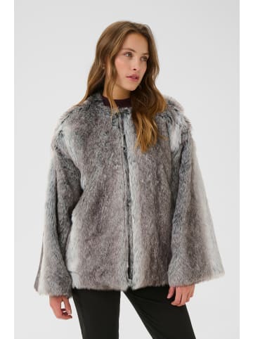Kaffe Jacke KAsolana Baggy fit in Grey / Brown Fur look