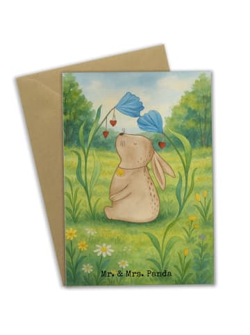 Mr. & Mrs. Panda Beileidskarte Hase Blume Design ohne Spruch in Weiß