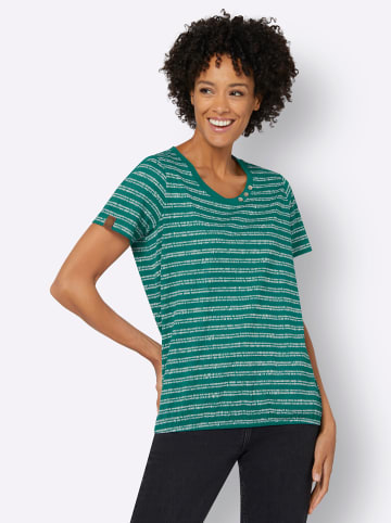 WITT WEIDEN Kurzarmshirt in grün-weiß-bedruckt