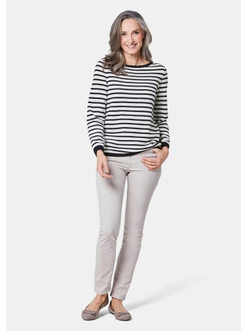 GOLDNER Kaschmirpullover mit U-Boot Ausschnitt in schwarz / weiß / geringelt