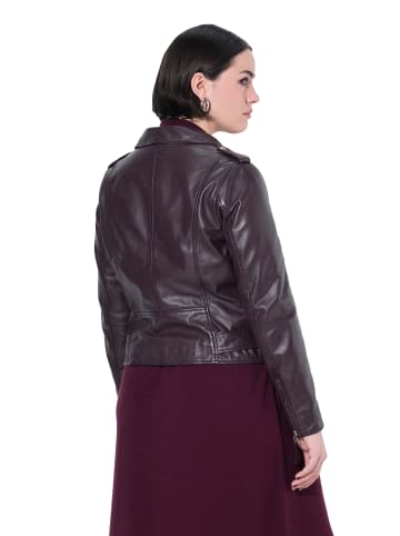 Ulla Popken Lederjacke in dunkel weinrot
