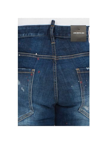 Dsquared2 Distressed Paint-Splatter Denim Jeans in blau
