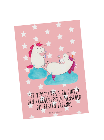 Mr. & Mrs. Panda Wanddeko Einhorn Sekt mit Spruch in Rot Pastell