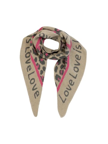 Faera Animal Love Dreieckstuch elastischer Strick Leo Muster in Braun