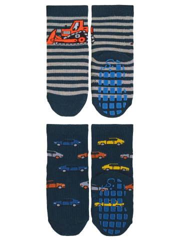 Sterntaler ABS-Socken Bagger + Autos, 2er-Pack in marineblau