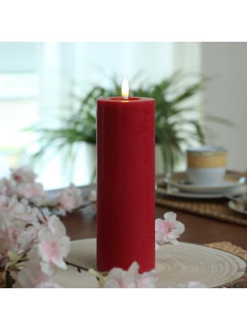 Adilina LED Kerze LINA Echtwachs Rustik-Optik 7x20cm in rot