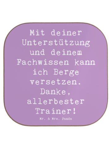Mr. & Mrs. Panda Tischuntersetzer Spruch Bester Trainer mit Spruch in Lavendeltraum
