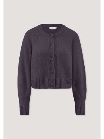 Hessnatur Strick Jacke Relaxed Cropped in dunkle traube