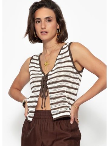 SASSYCLASSY Stricktop mit Schleifenverschluss in Offwhite
