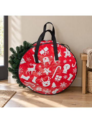 Storage Solutions Tasche für einen Weihnachtskranz in Rot, (B) 19 x (H) 61 x (L) 61 cm