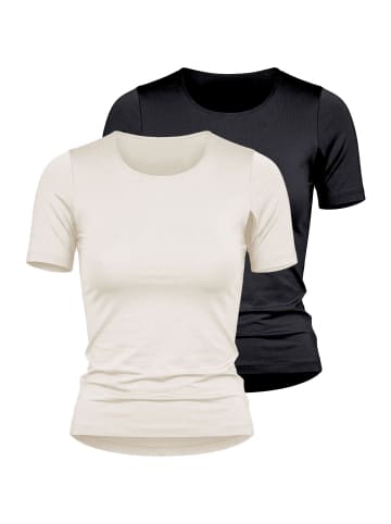 Nina von C. 2er Pack Halbarm Shirt in schwarz-champagner