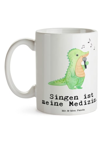 Mr. & Mrs. Panda Tasse Krokodil Singen mit Spruch in Weiß