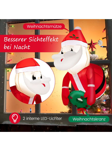 COSTWAY Aufblasbarer Weihnachtsmann LED in Rot