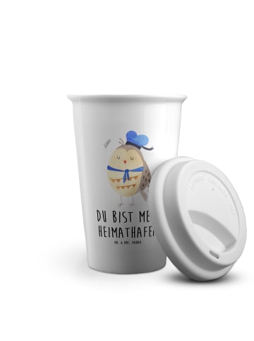Mr. & Mrs. Panda To Go Becher Eule Matrose mit Spruch in Weiß