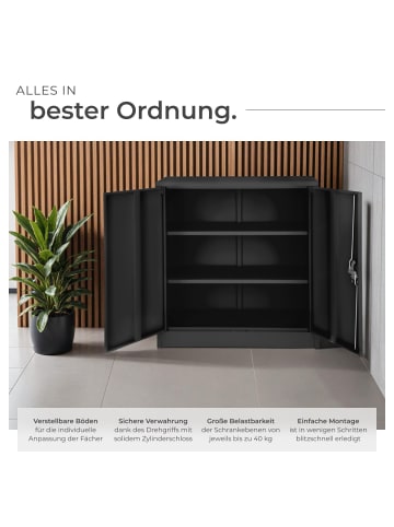 tectake Büroschrank mit 3 Böden, abschließbar, 90x40x90 cm