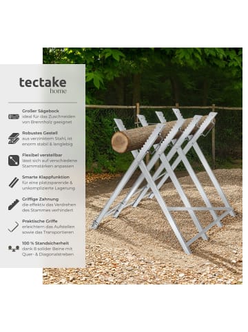 tectake Sägebock, 84 x 80 x 80 cm, Belastbarkeit 200 kg, klappbar mit Griffen
