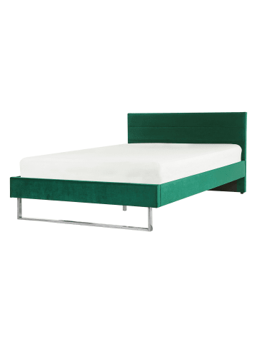 Beliani Doppelbett BELLOU in Grün/Silber - (W) 145 x (H) 105 x (L) 214 cm
