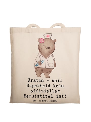 Mr. & Mrs. Panda Beutel Ärztin Superheld mit Spruch in Creme