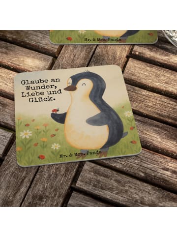 Mr. & Mrs. Panda Untersetzer Pinguin Marienkäfer Design mit Spruch in Weiß