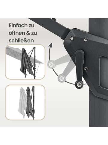 SONGMICS Sonnenschirm Sheld in Grau - (D)300 x (H)300 cm