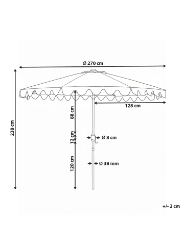 Beliani Marktschirm ISOLOTTO in Grau/Braun/Schwarz - (W) 270 x (H) 238 x (L) 270 cm