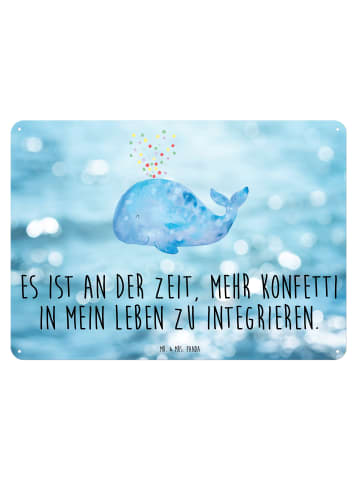 Mr. & Mrs. Panda Blechschild Wal Konfetti mit Spruch in OZeichenanblue