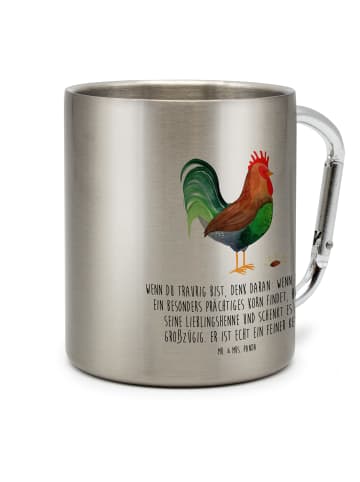 Mr. & Mrs. Panda Thermobecher Hahn Korn mit Spruch in Silber