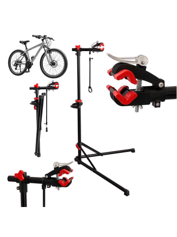 relaxdays Fahrrad-Montageständer in Schwarz - (B)101 x (H)160 x (T)82 cm
