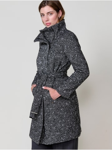 KOROSHI Long coat women's high collar in SCHWARZ