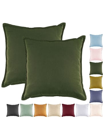 JACK 2er Set Kissenhülle 45x45cm Baumwolle Einfarbig in Khaki