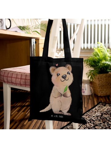 Mr. & Mrs. Panda Tote Bag Quokka Happy ohne Spruch in Schwarz